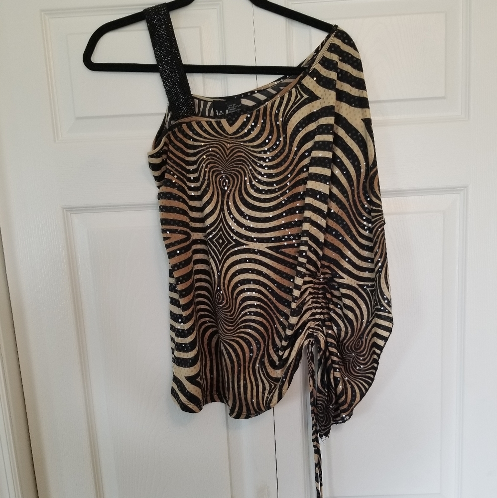 LOVE Blouse Zebra Print W/Sequins